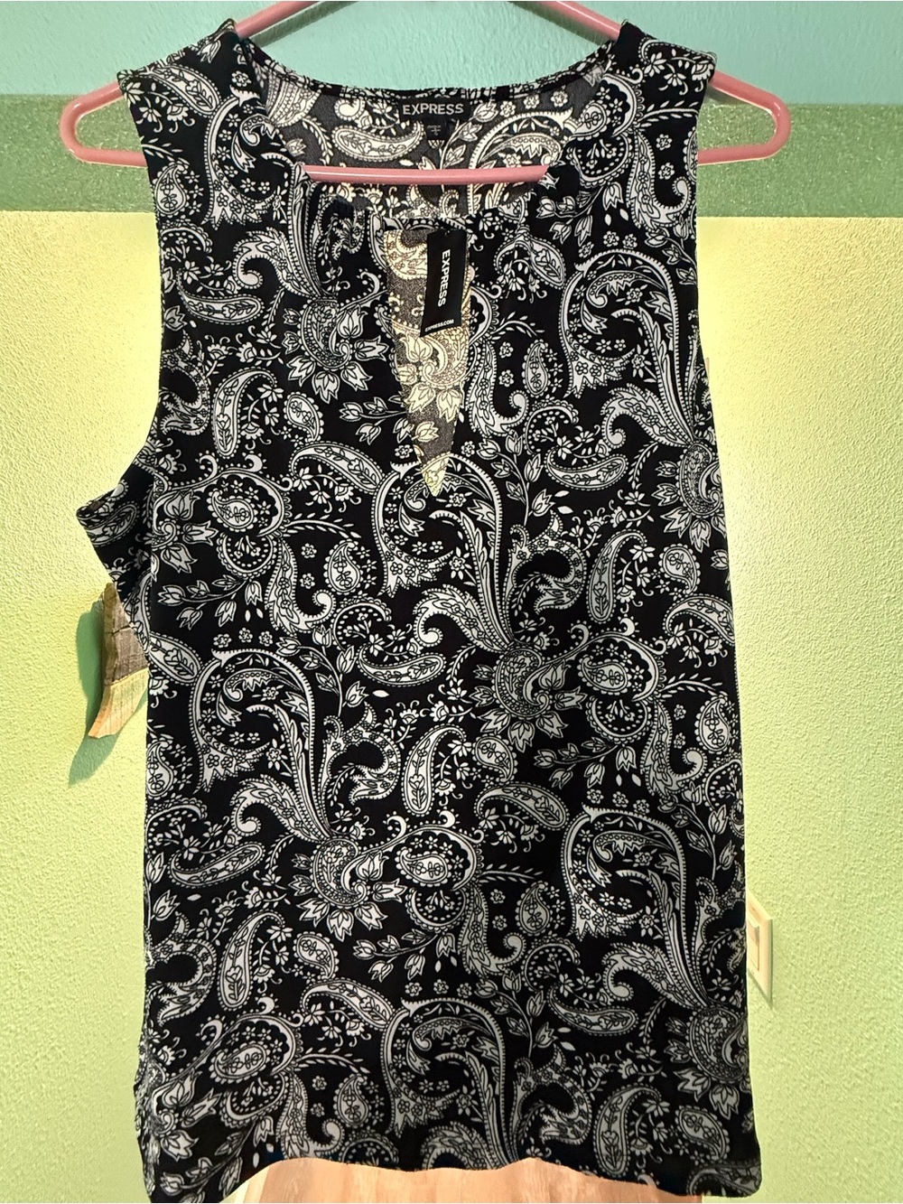 Express Black & White Paisley Tank